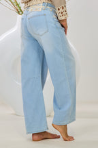 Boho Jeans mit Bordüre und Holzperlen