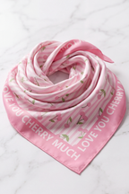 Viscose Tuch I LOVE YOU,  pink-rosa-ecru