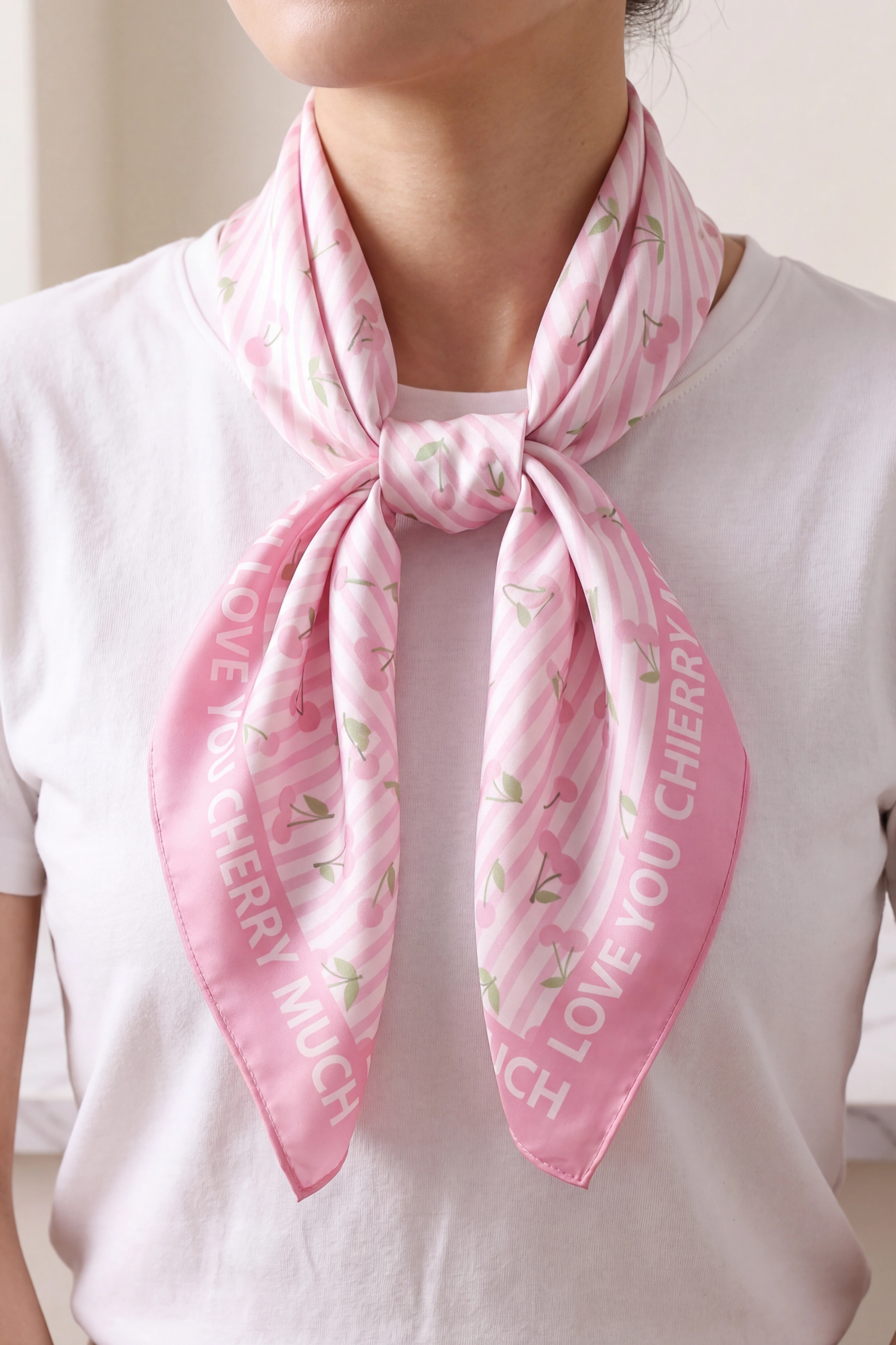 Viscose Tuch I LOVE YOU,  pink-rosa-ecru