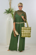 Jumpsuit mit Spaghettiträgern, khaki