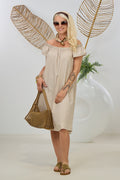 Kleidchen mit Carmen-Ausschnitt, beige