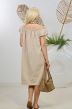Kleidchen mit Carmen-Ausschnitt, beige