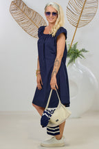 Kleidchen mit Carmen-Ausschnitt, dunkelblau