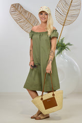 Kleidchen mit Carmen-Ausschnitt, khaki