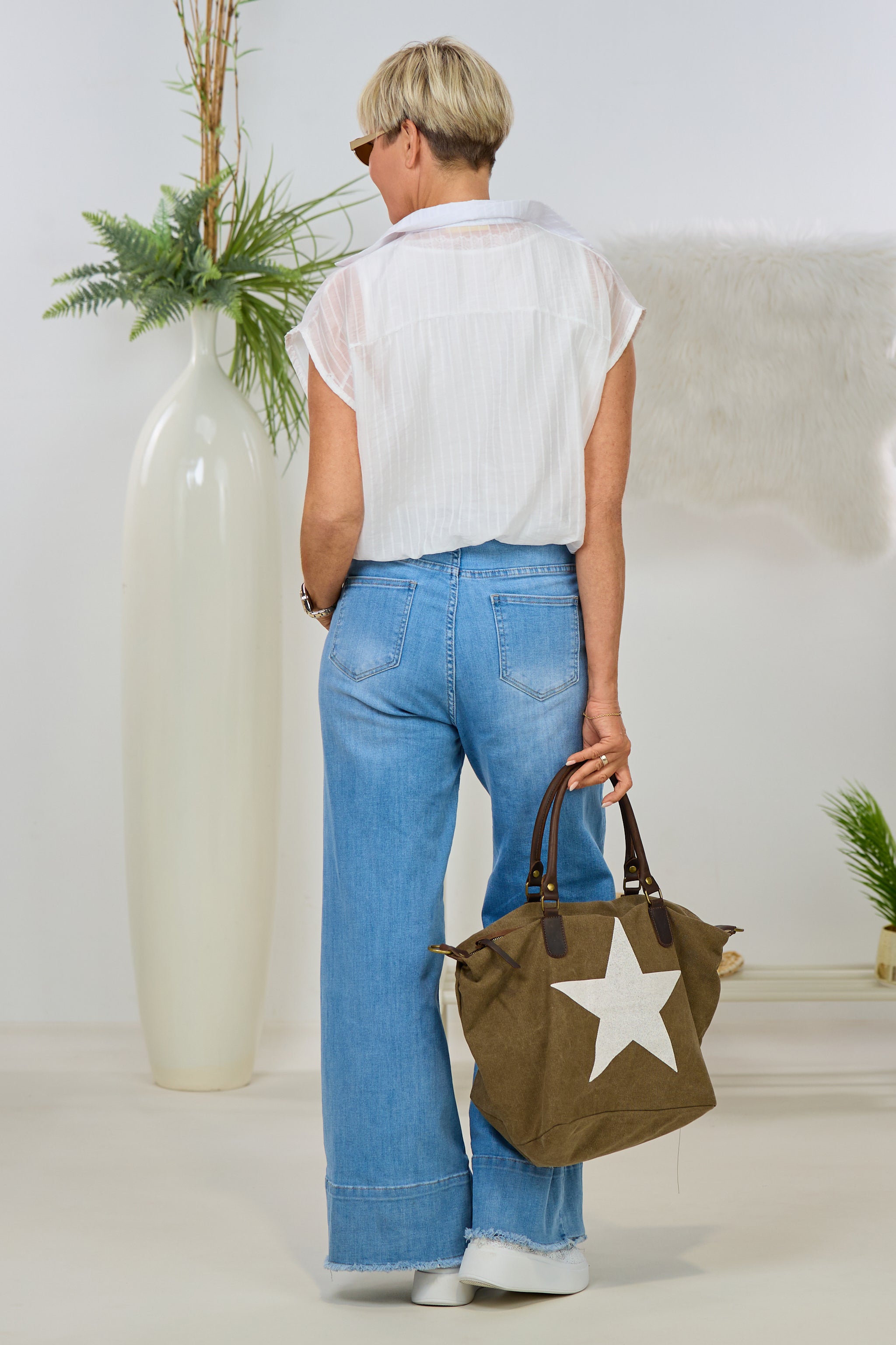 Bluse im Balloon-Style mit Shirt, weiß
