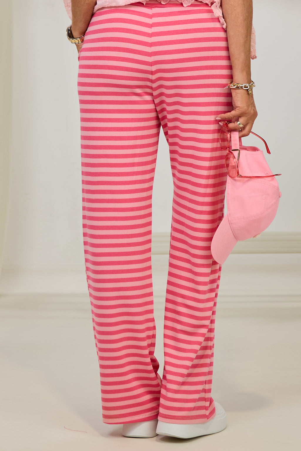 geringelte Hose aus Viscose, pink-rosa
