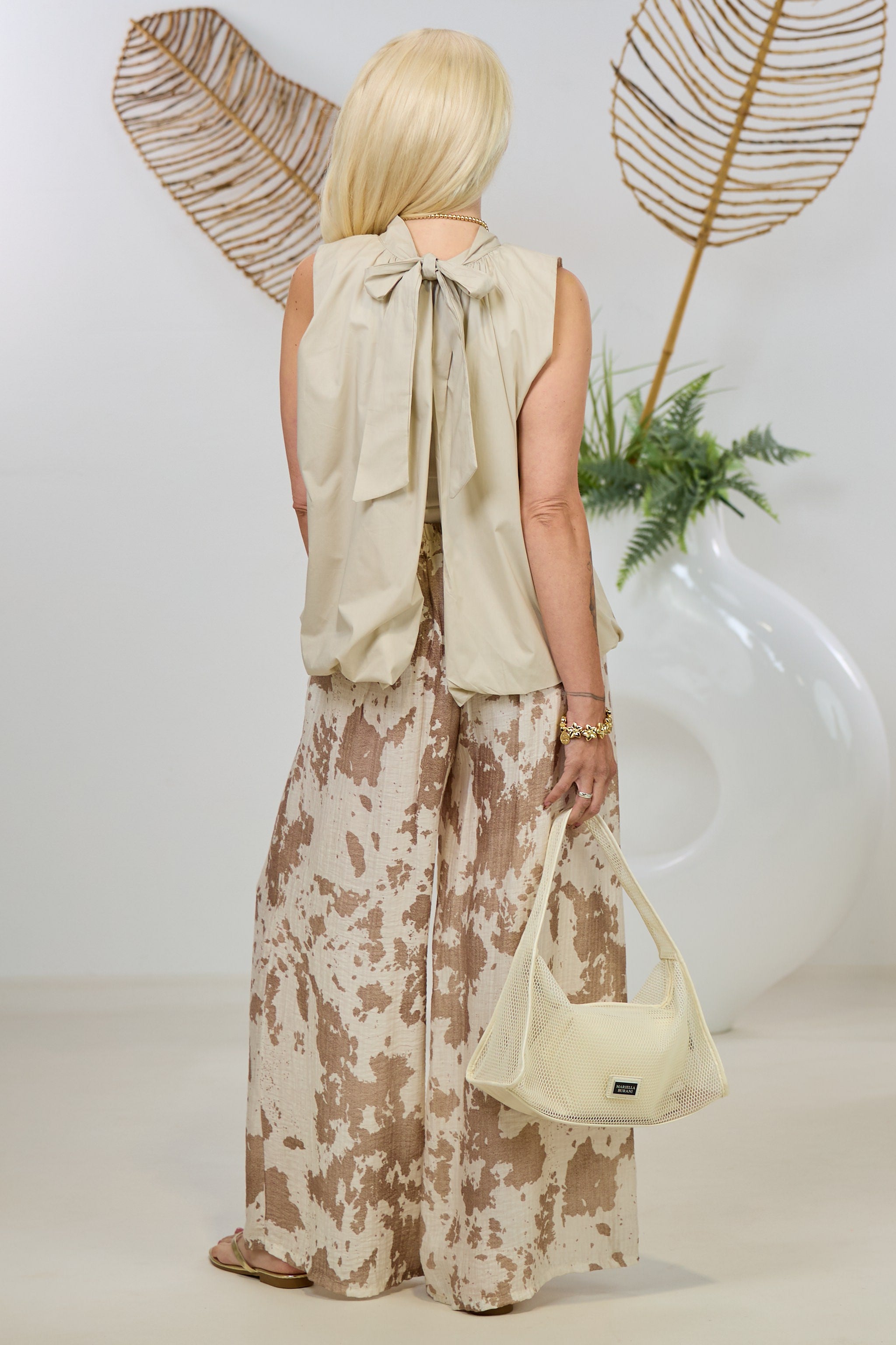 Rückenfreies Balloon-Blüschen, beige