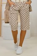 Gepunktete Shorts mit Gürtel, beige-braun