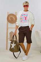 Cozy Blouson mit gerafften Ärmeln, ecru