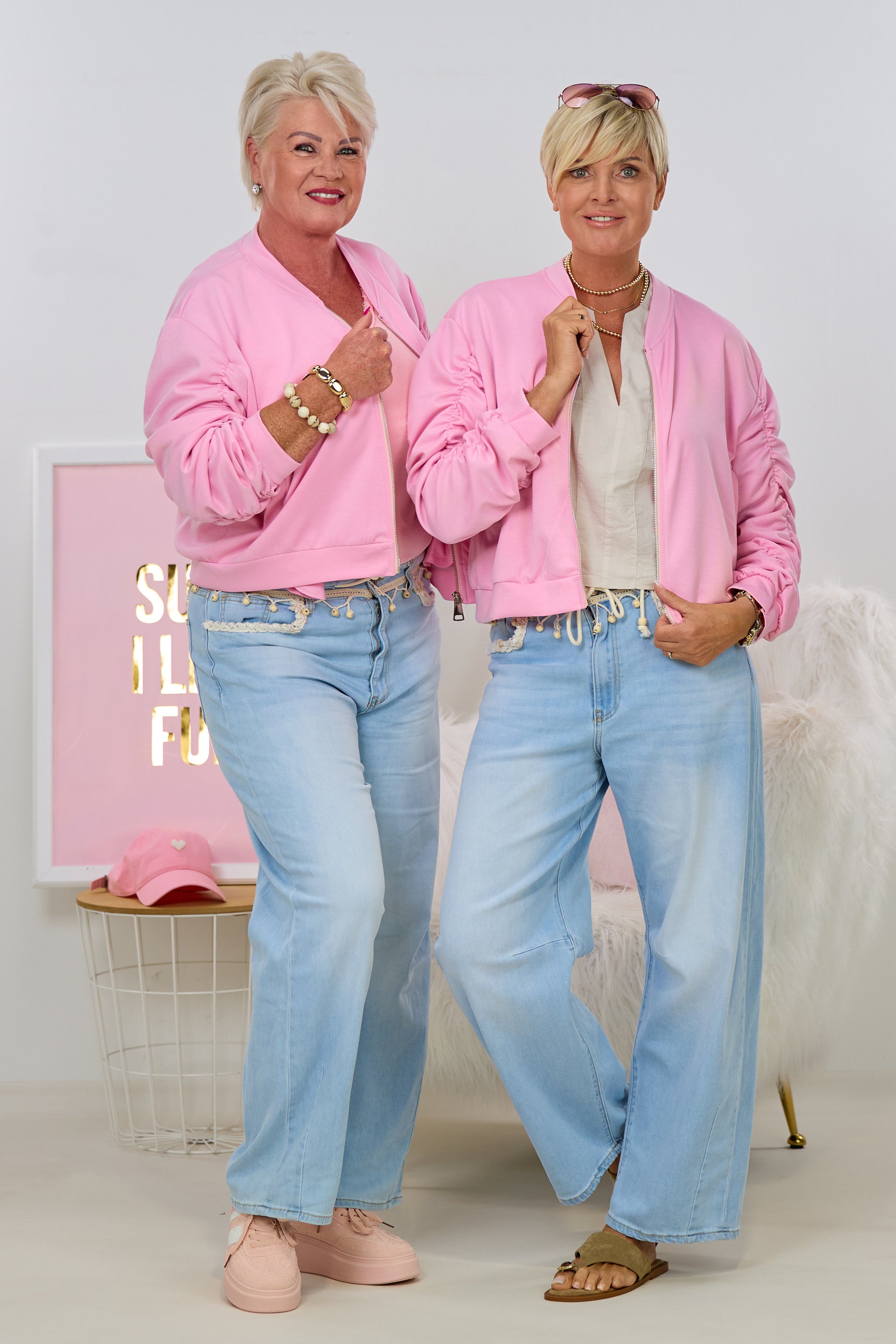 Cozy Blouson mit gerafften Ärmeln, candy rosa