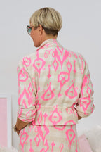 Halbleinen Blouson mit Kordelzug, beige-pink