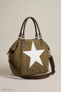 Canvas Shopper mit Stern, braun-weiß
