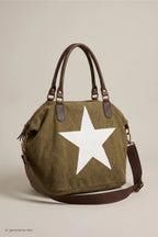 Canvas Shopper mit Stern, braun-weiß