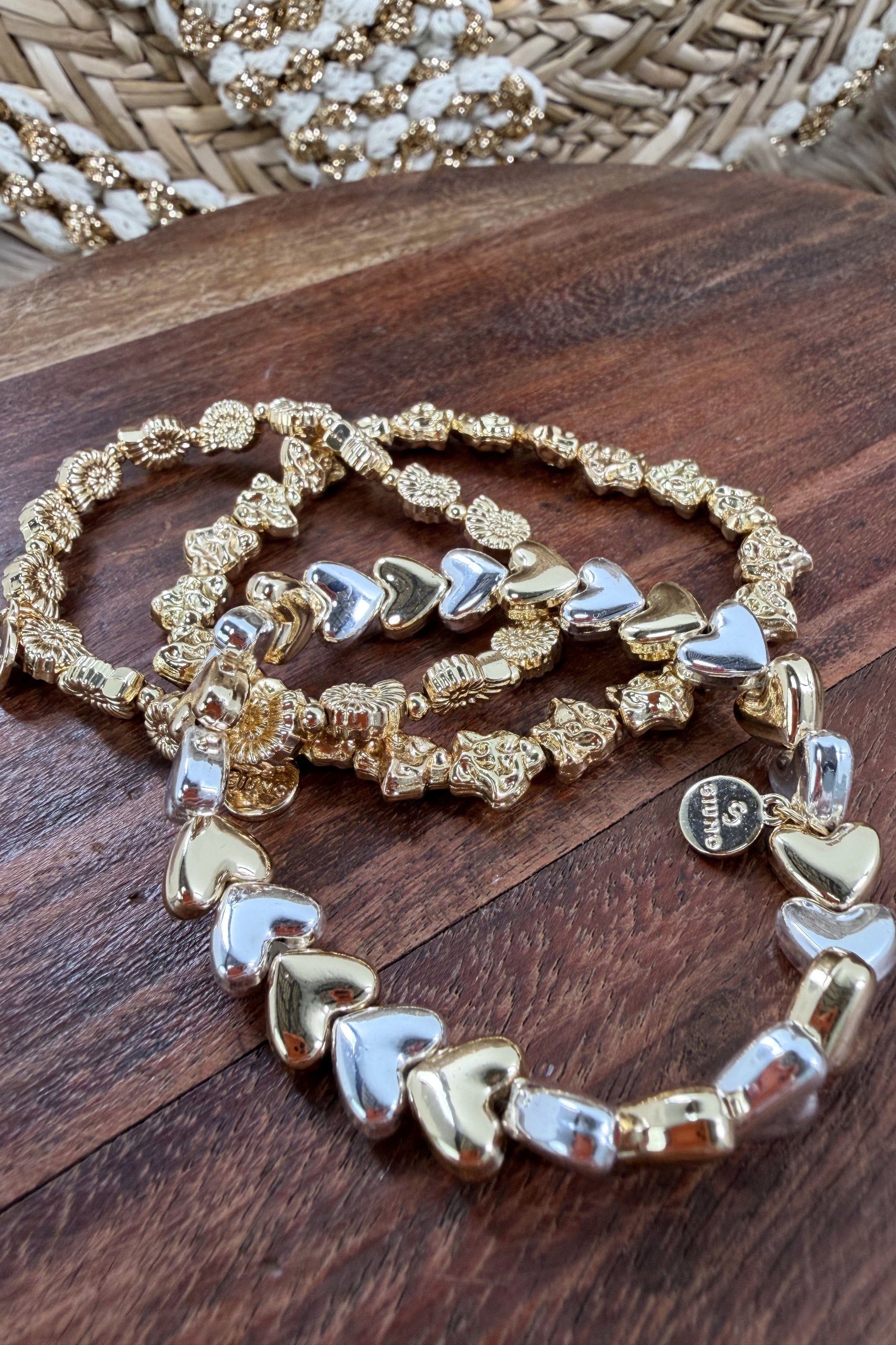 Armband HEARTS, klein, gold-silber
