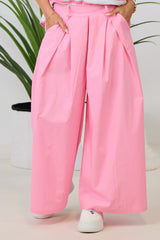 Lightweight pleated culottes, light pink