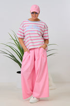 Leichter Hosenrock mit Falten, rosa