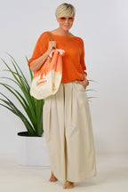 Leichter Hosenrock mit Falten, beige