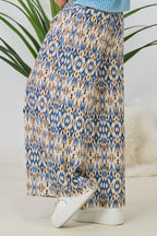 Hosenrock mit gesmoktem Bund, blau-beige