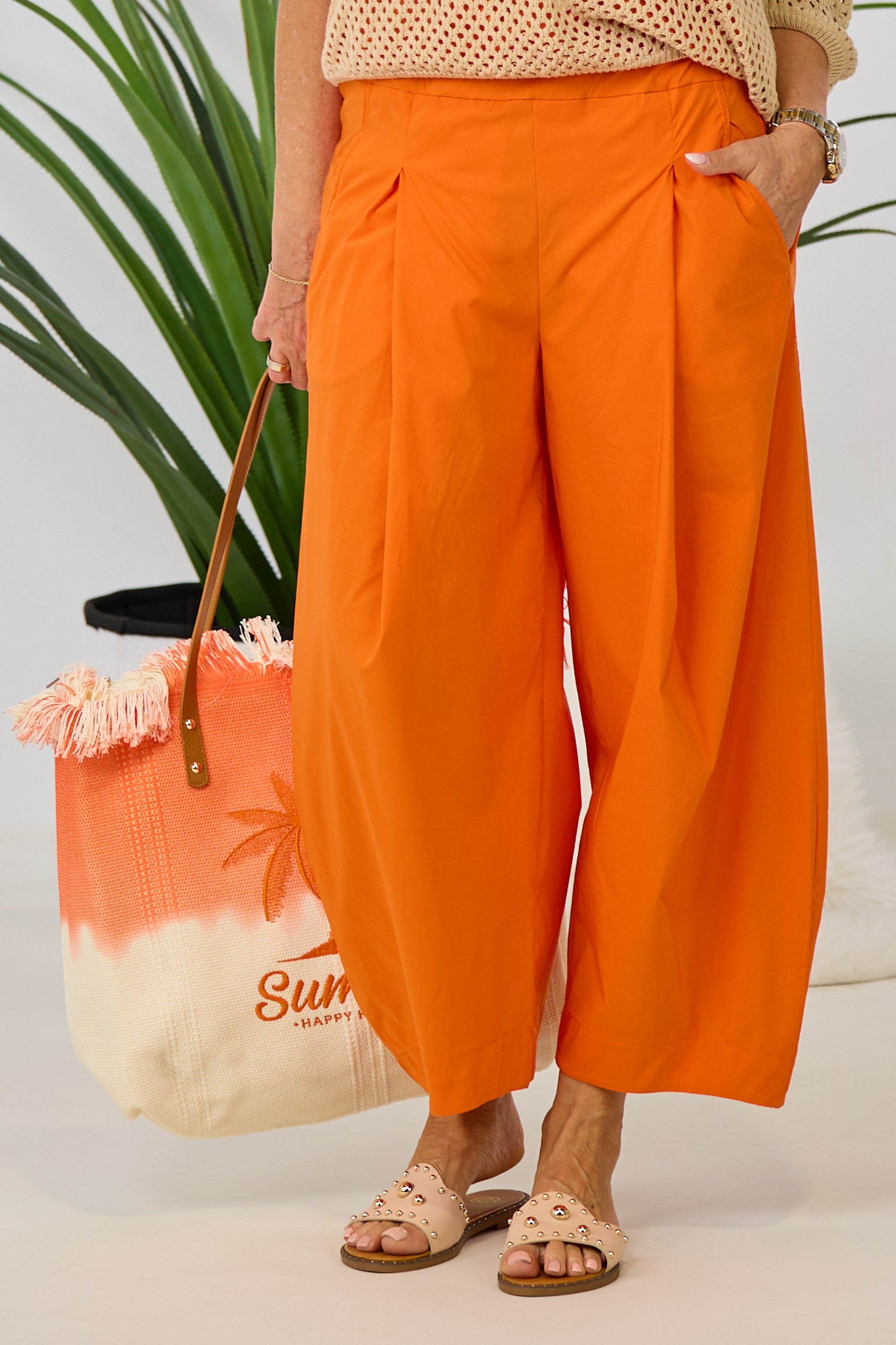 Leichte Hose im Balloon-Style, orange