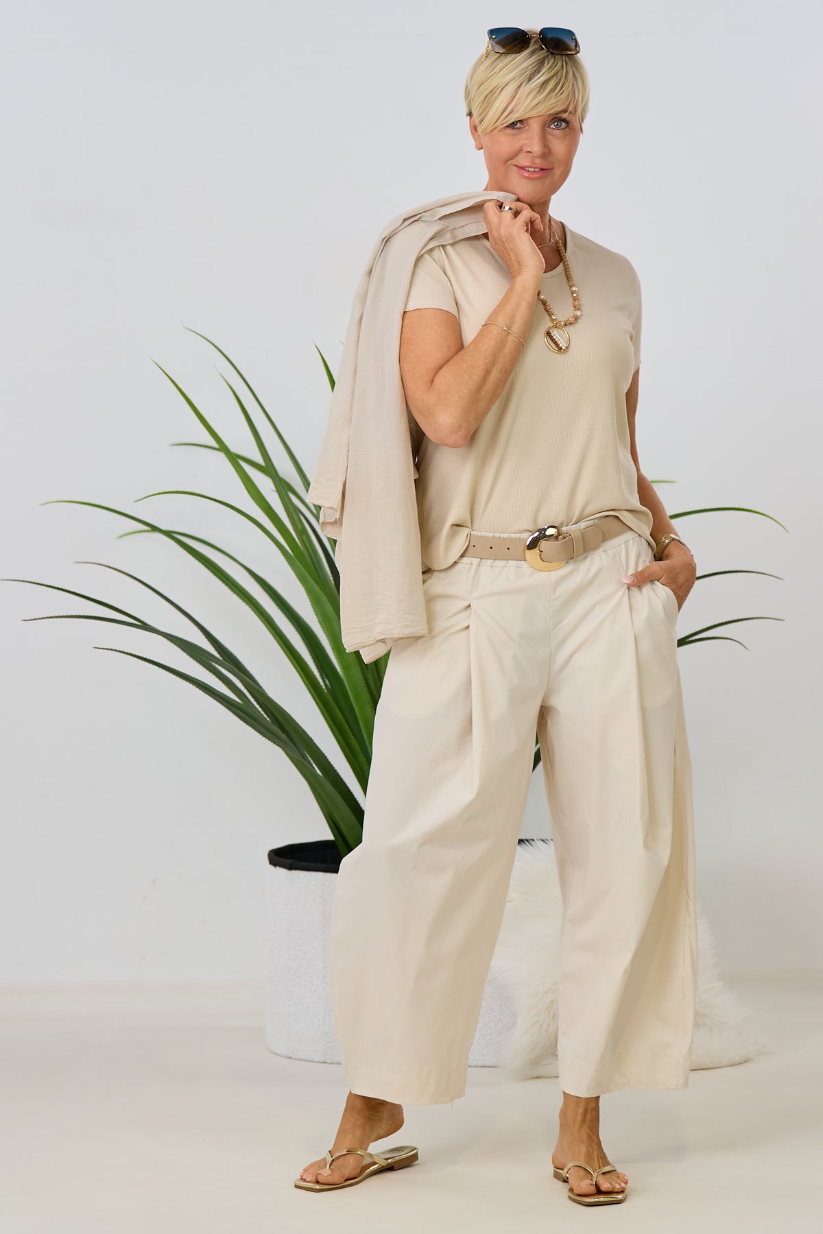 Leichte Hose im Balloon-Style, hellbeige