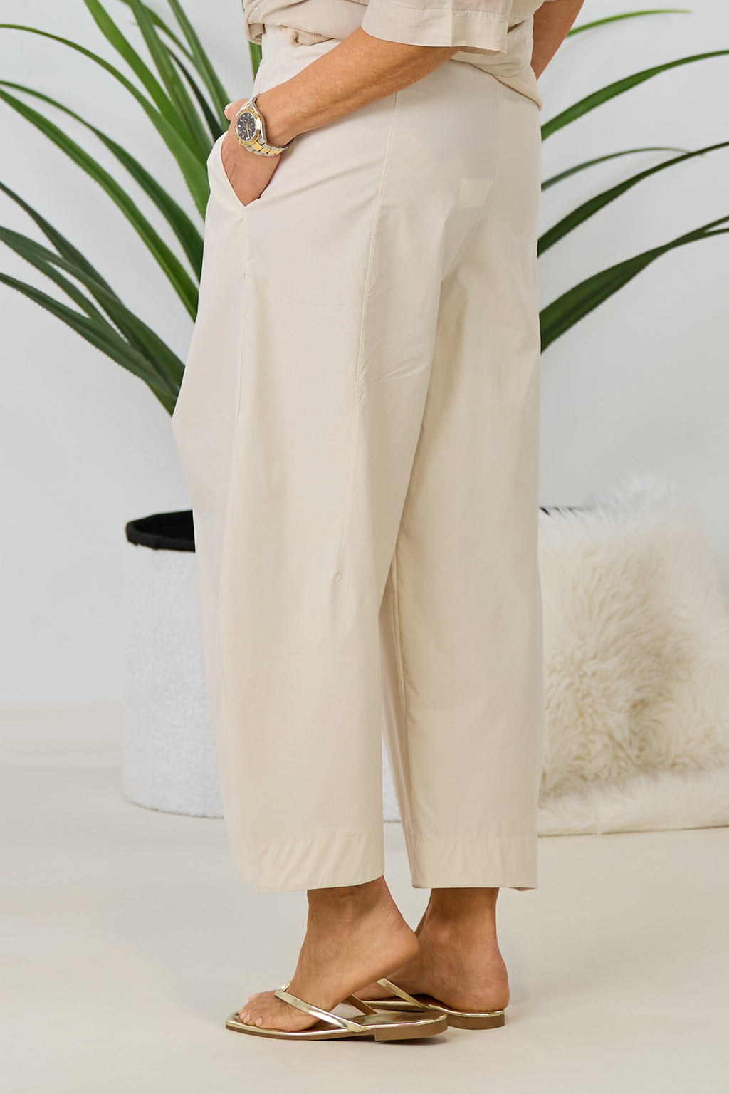 Leichte Hose im Balloon-Style, hellbeige