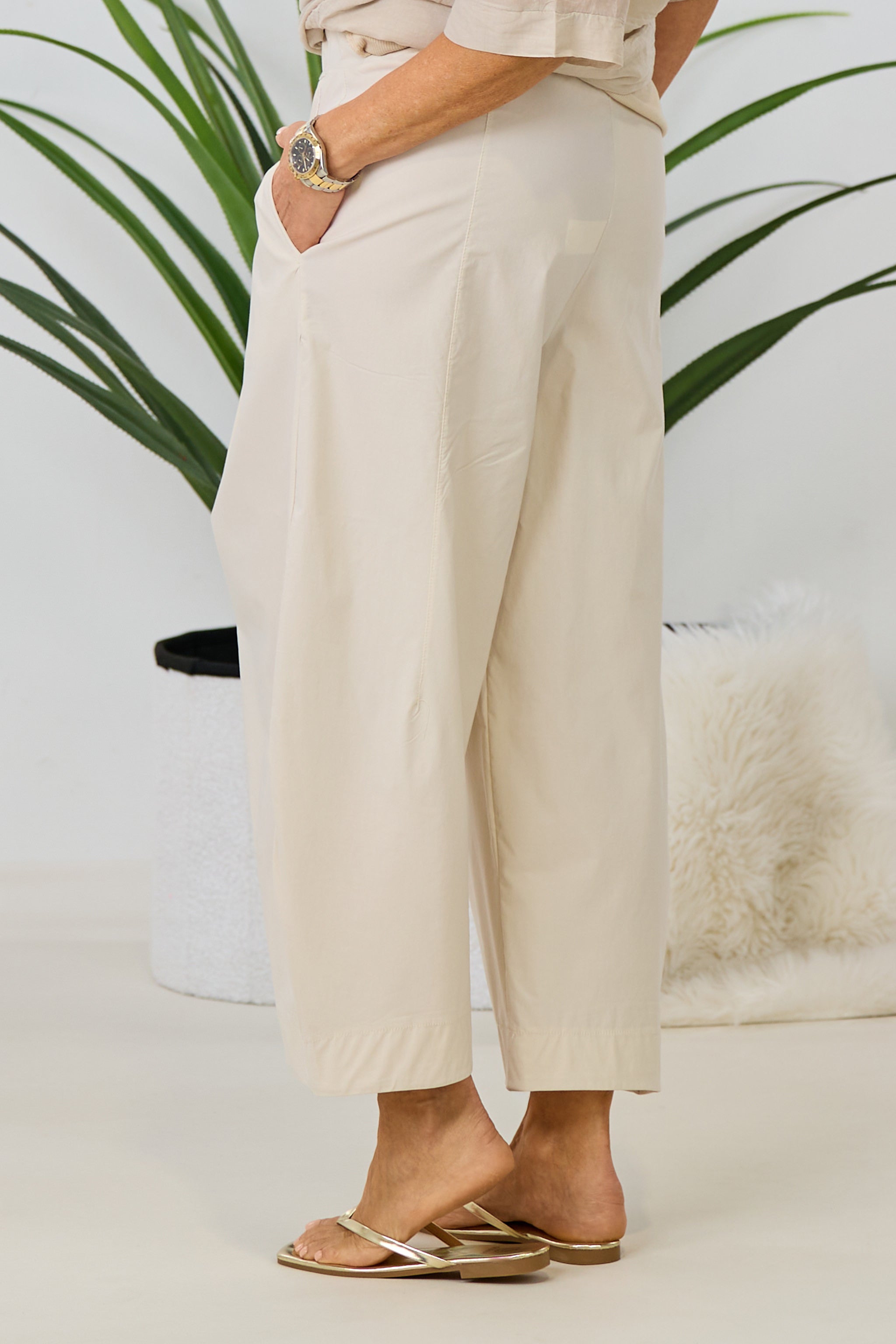 Leichte Hose im Balloon-Style, hellbeige