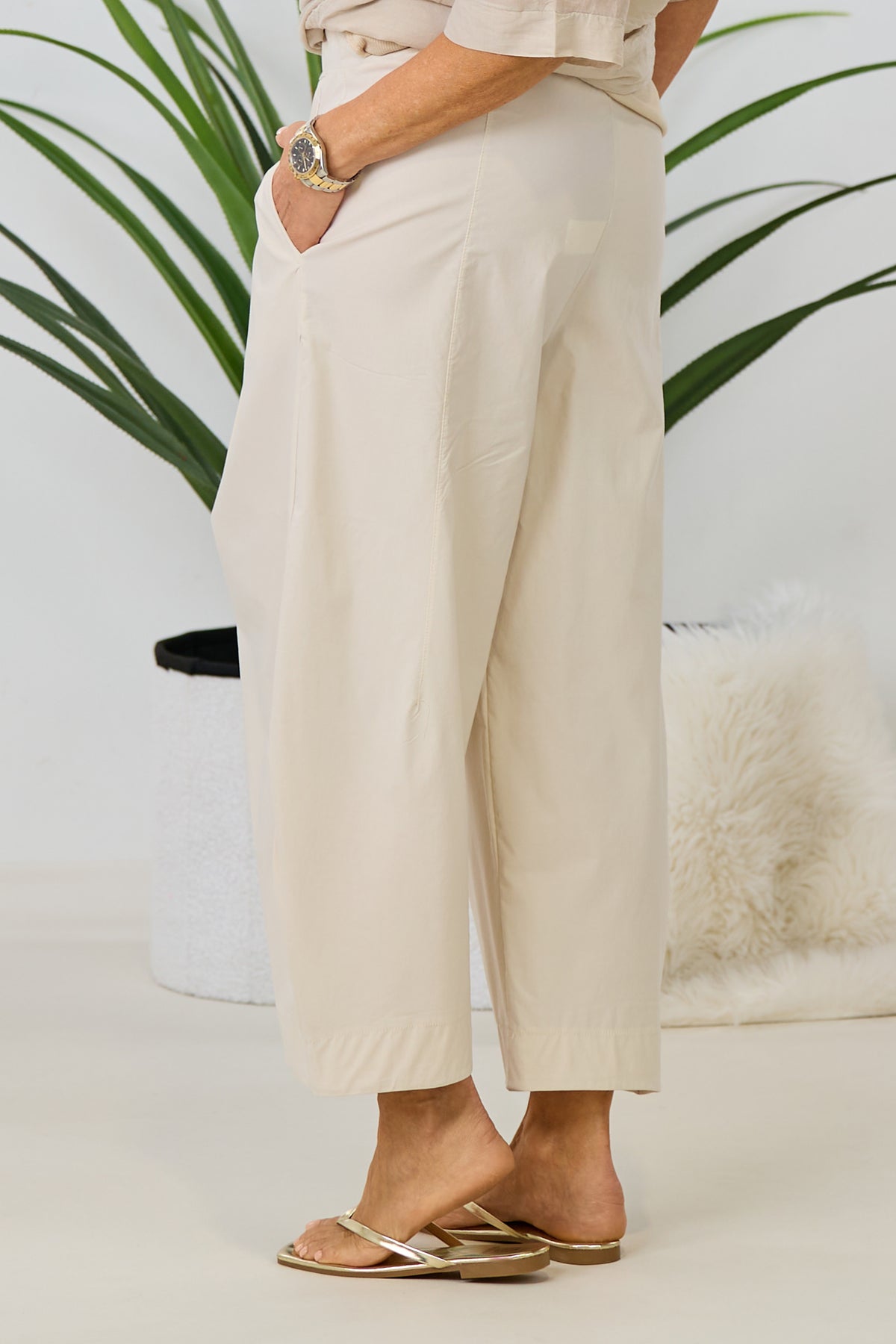 Leichte Hose im Balloon-Style, hellbeige