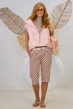 Gepunktete Shorts mit Gürtel, altrosa-braun