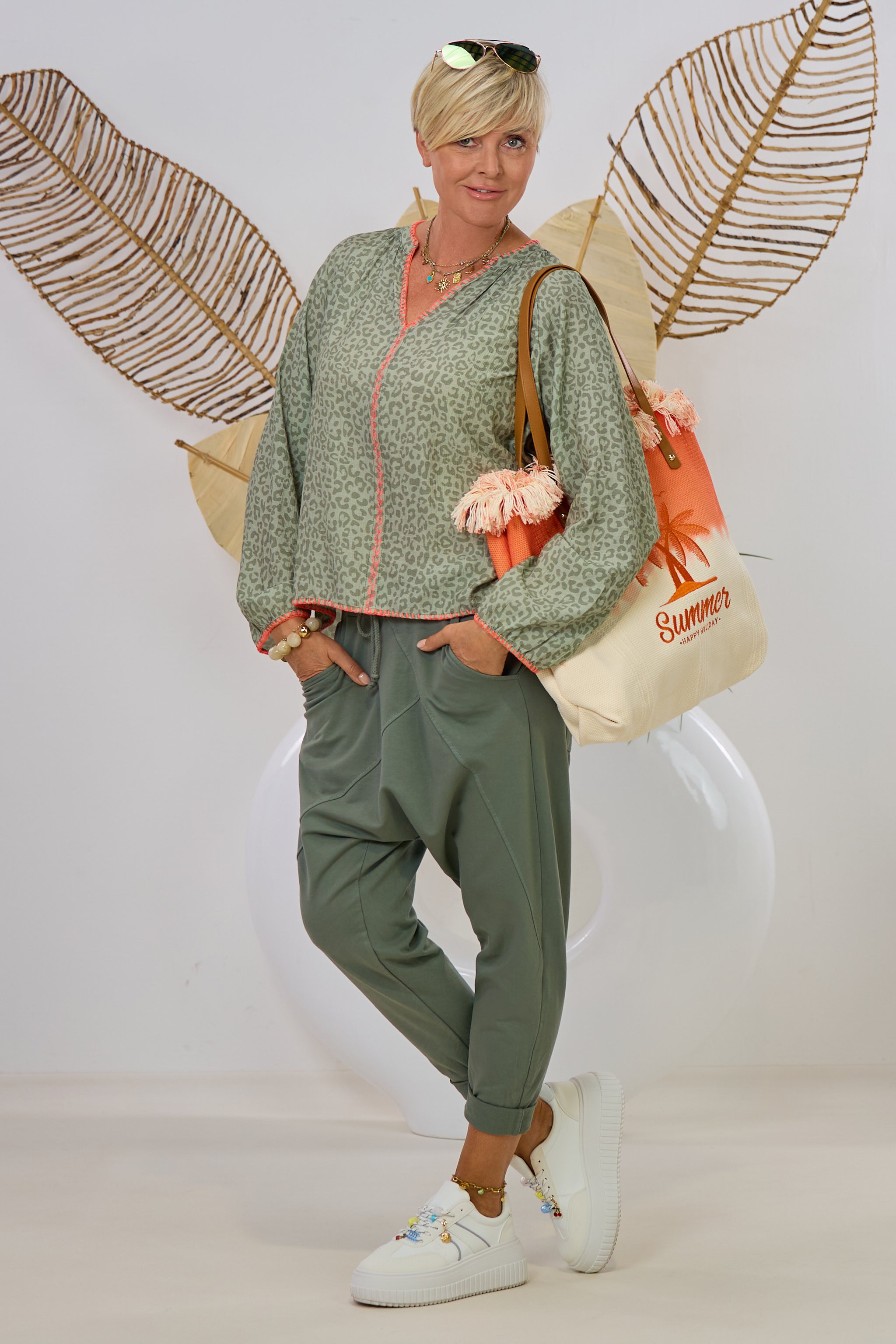 Baggy Sweat-Hose, khaki