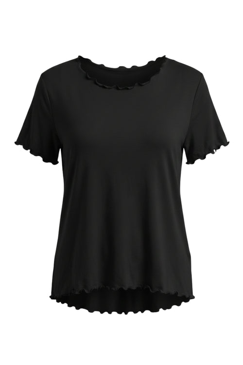 Basic Shirt mit leicht gewellten Abschlüssen - klein, schwarz