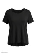 Basic Shirt mit leicht gewellten Abschlüssen - klein, schwarz