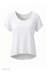 Basic Shirt mit leicht gewellten Abschlüssen - klein, weiß