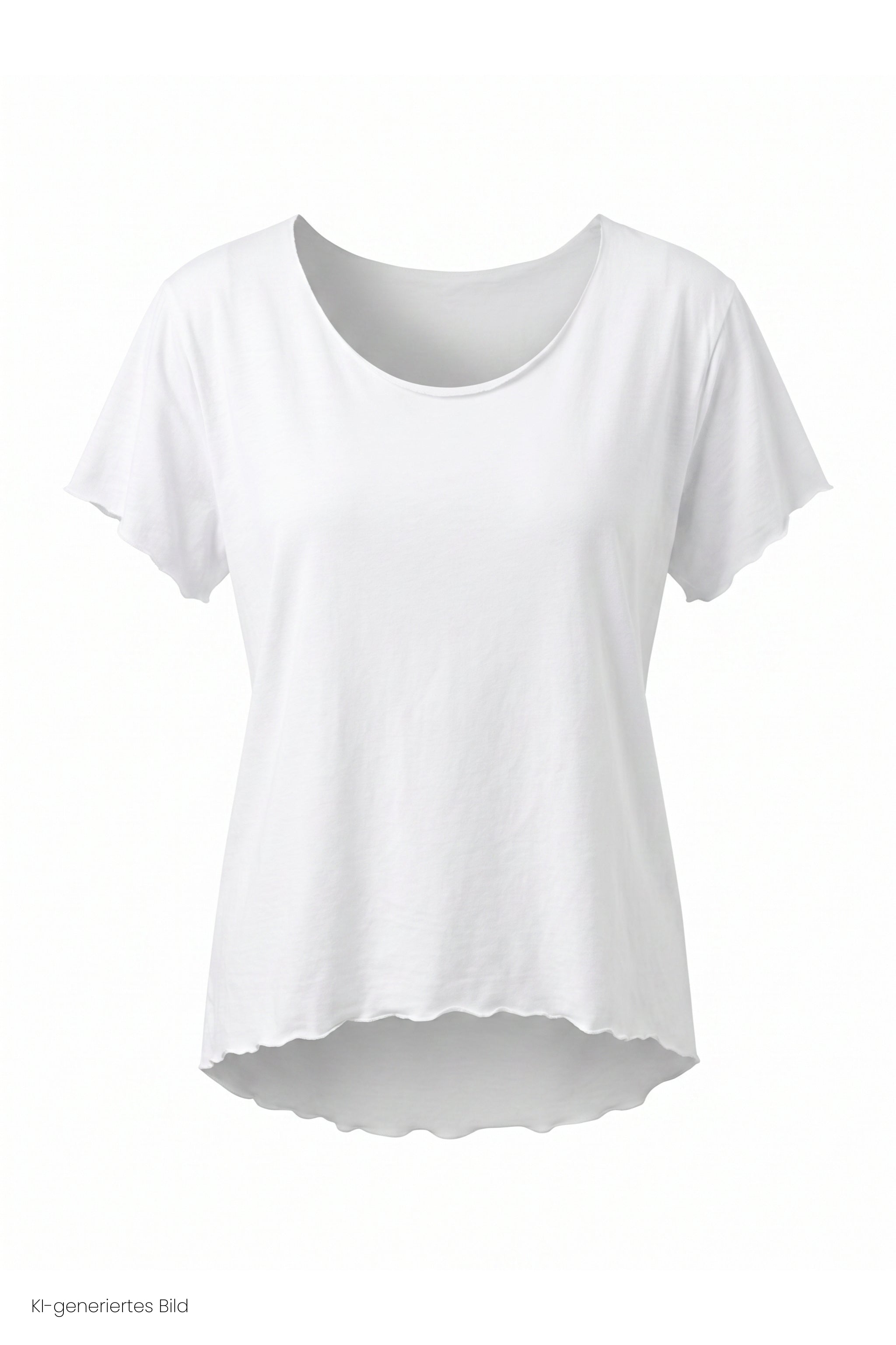 Basic Shirt mit leicht gewellten Abschlüssen - klein, weiß