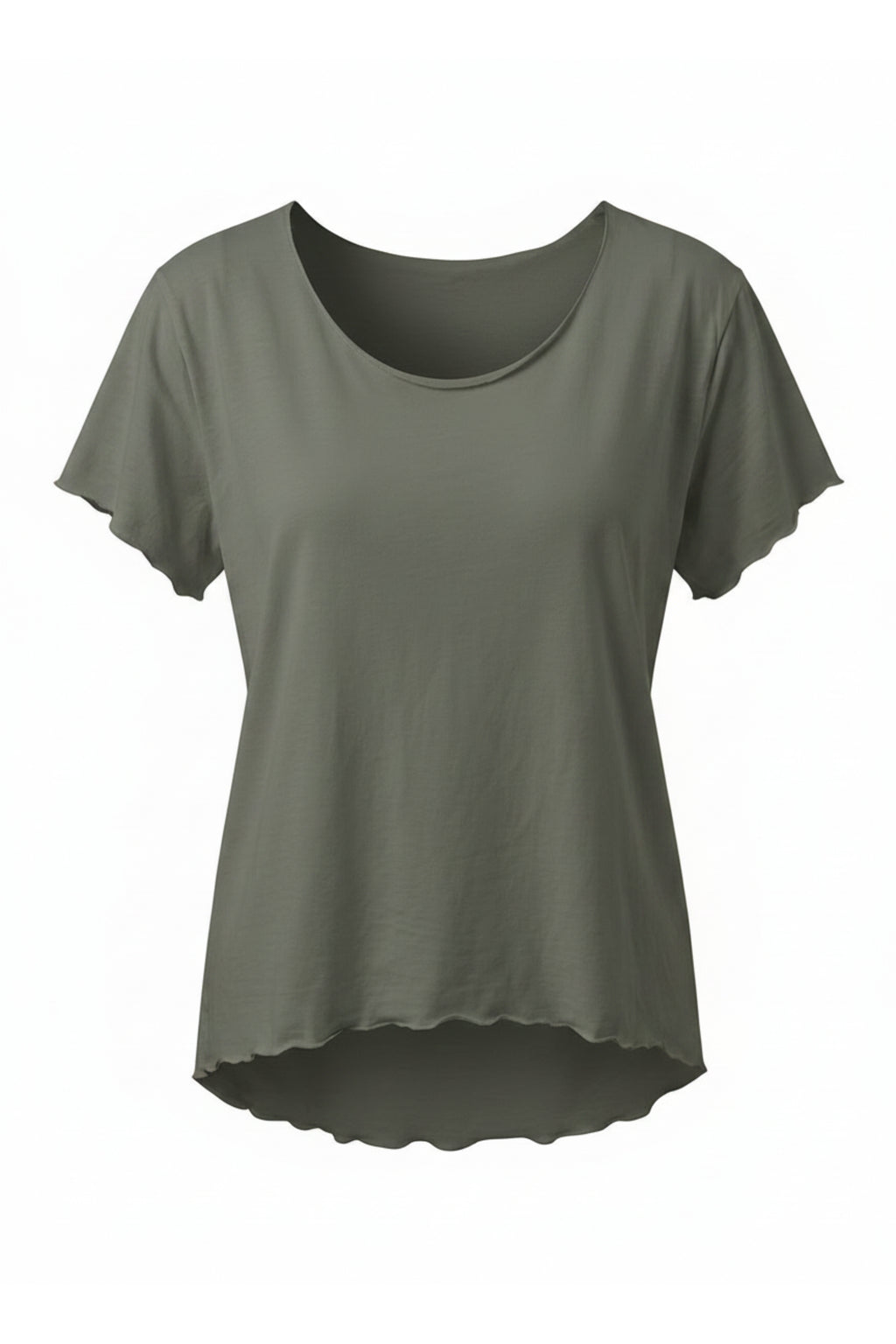 Basic Shirt mit leicht gewellten Abschlüssen - klein, taupe