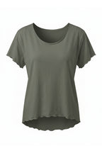 Basic Shirt mit leicht gewellten Abschlüssen - klein, taupe
