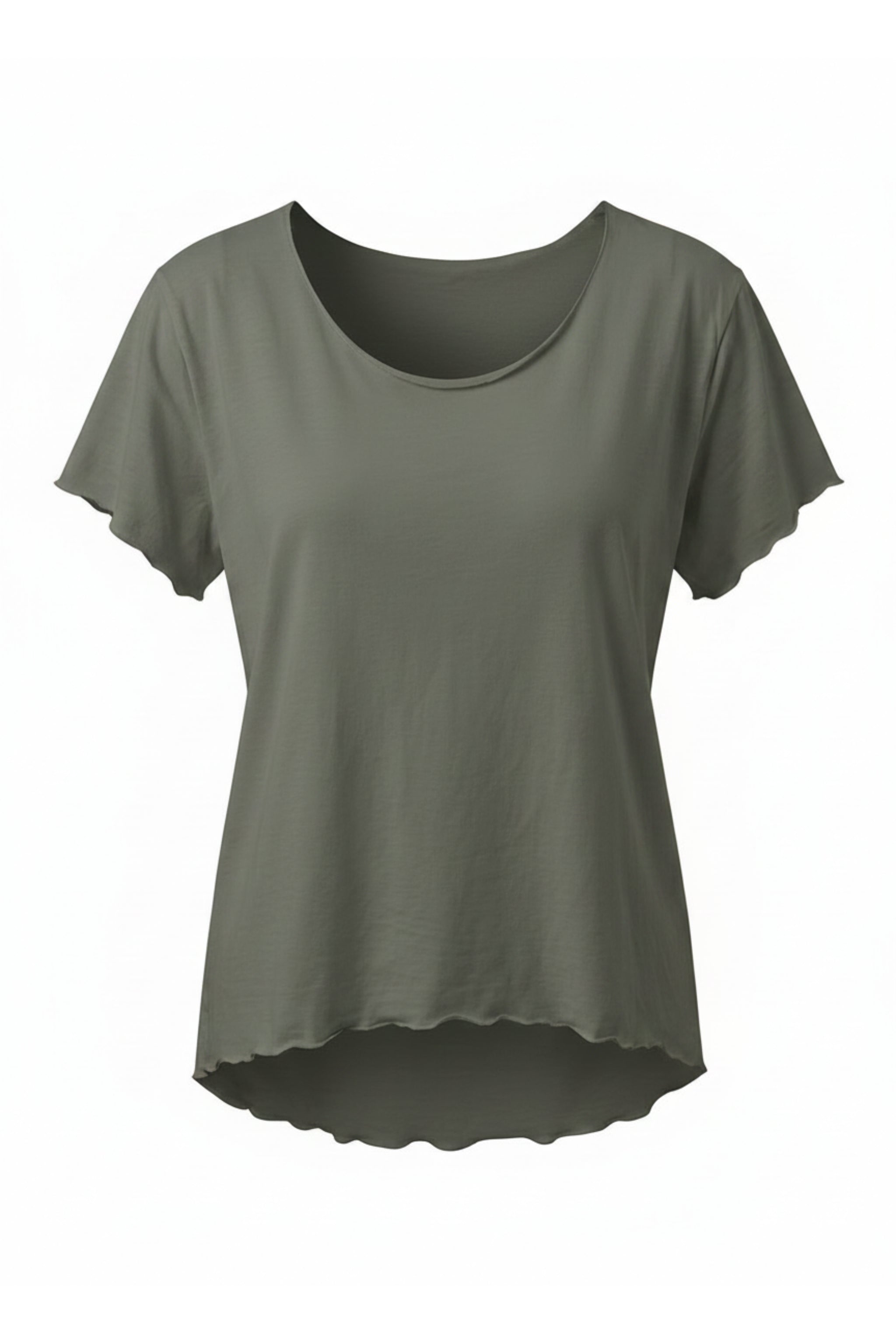 Basic Shirt mit leicht gewellten Abschlüssen - klein, taupe