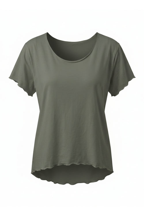 Basic Shirt mit leicht gewellten Abschlüssen - klein, taupe