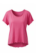 Basic Shirt mit leicht gewellten Abschlüssen - klein, pink