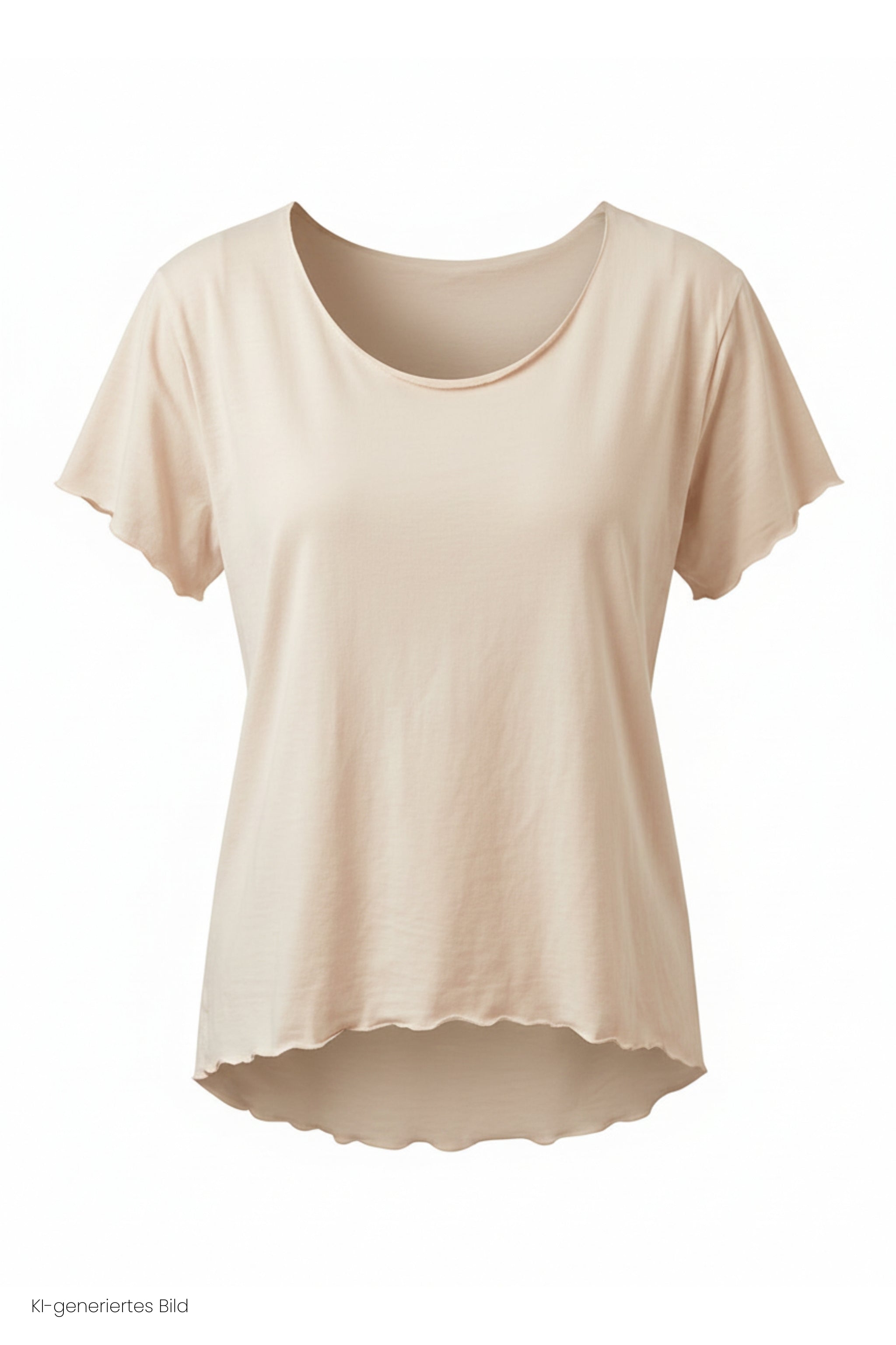 Basic Shirt mit leicht gewellten Abschlüssen - klein, beige