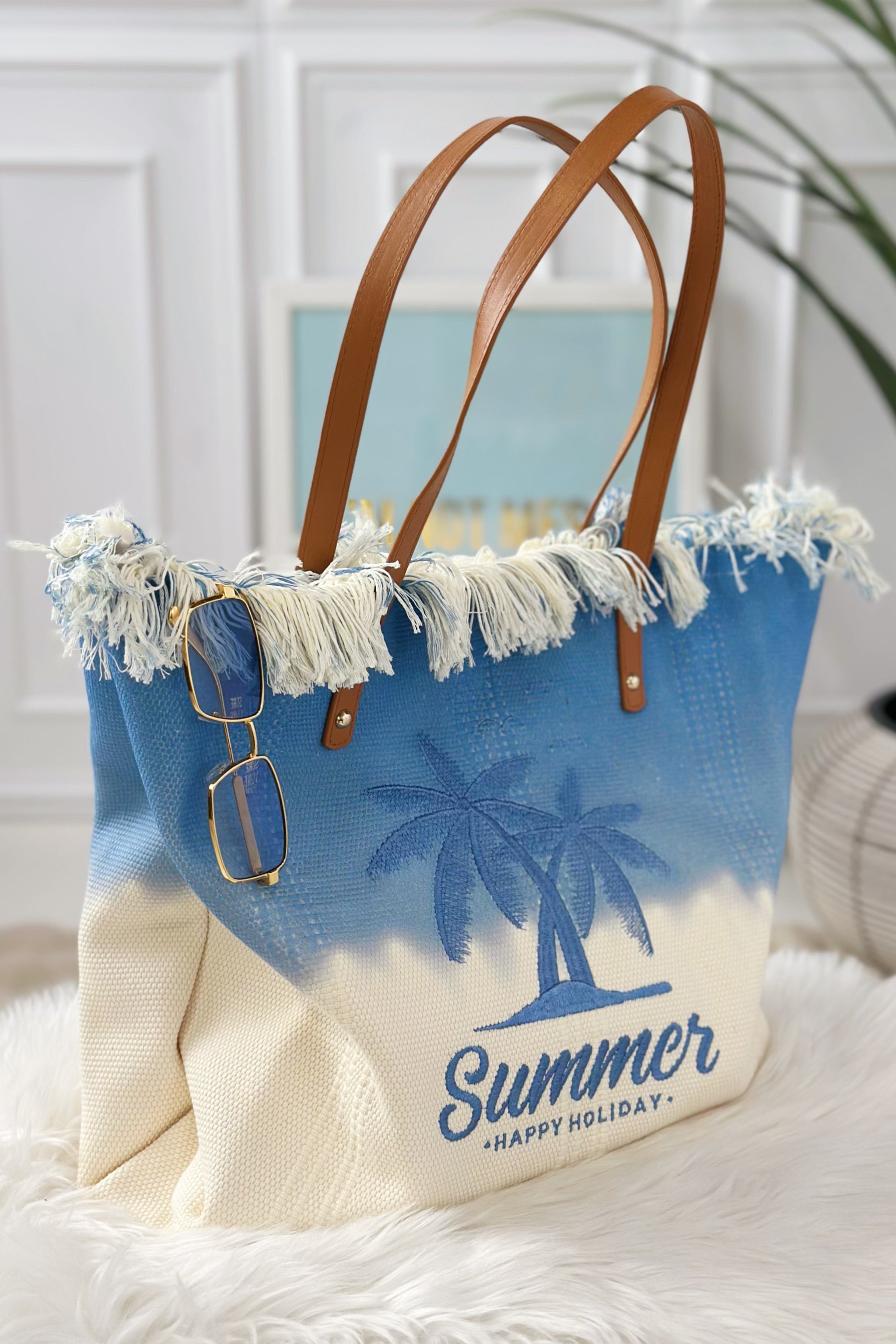 Strandtasche SUMMER, blau-creme