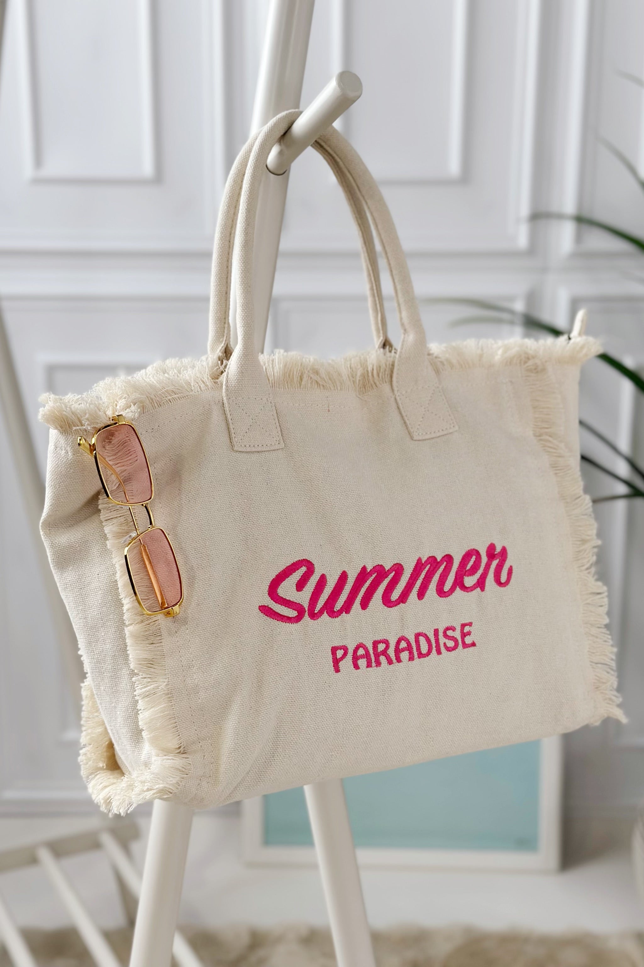Shopper Summer PARADISE, creme-pink