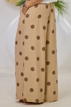 Gepunkteter Hosenrock mit gesteppten Falten, beige-taupe