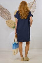 Cozy Kleid mit seitlichen Taschen, marine blau