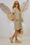 Cozy Kleid mit seitlichen Taschen, beige