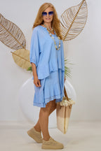 Kleid mit Volants, hellblau