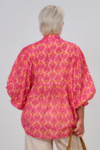 Bluse mit weiten Ärmeln und Lochstickerei, pink-rosa-orange