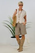 Leinen-Weste mit V-Ausschnitt, beige
