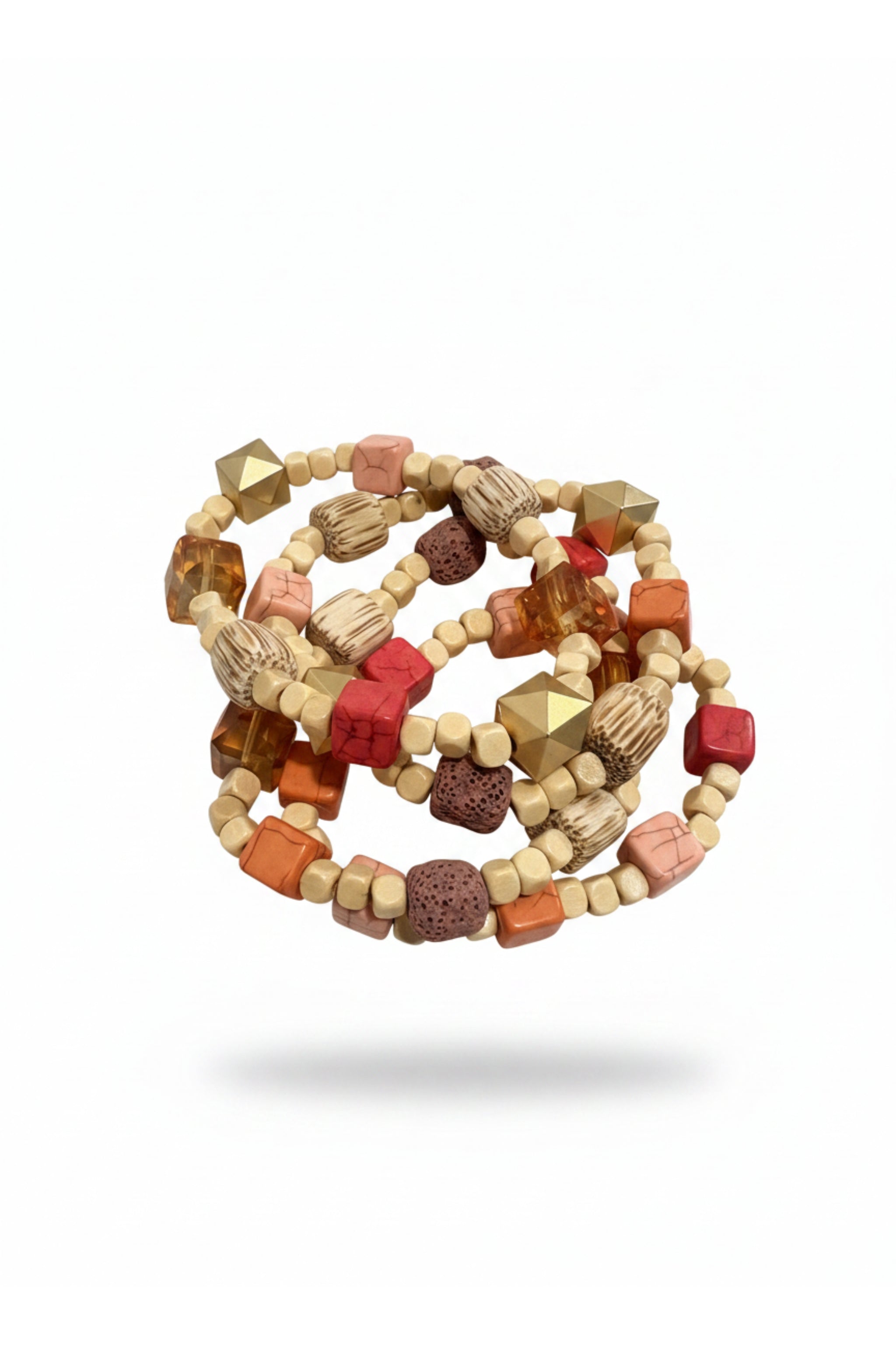 4-Fach Armband, beige-orange
