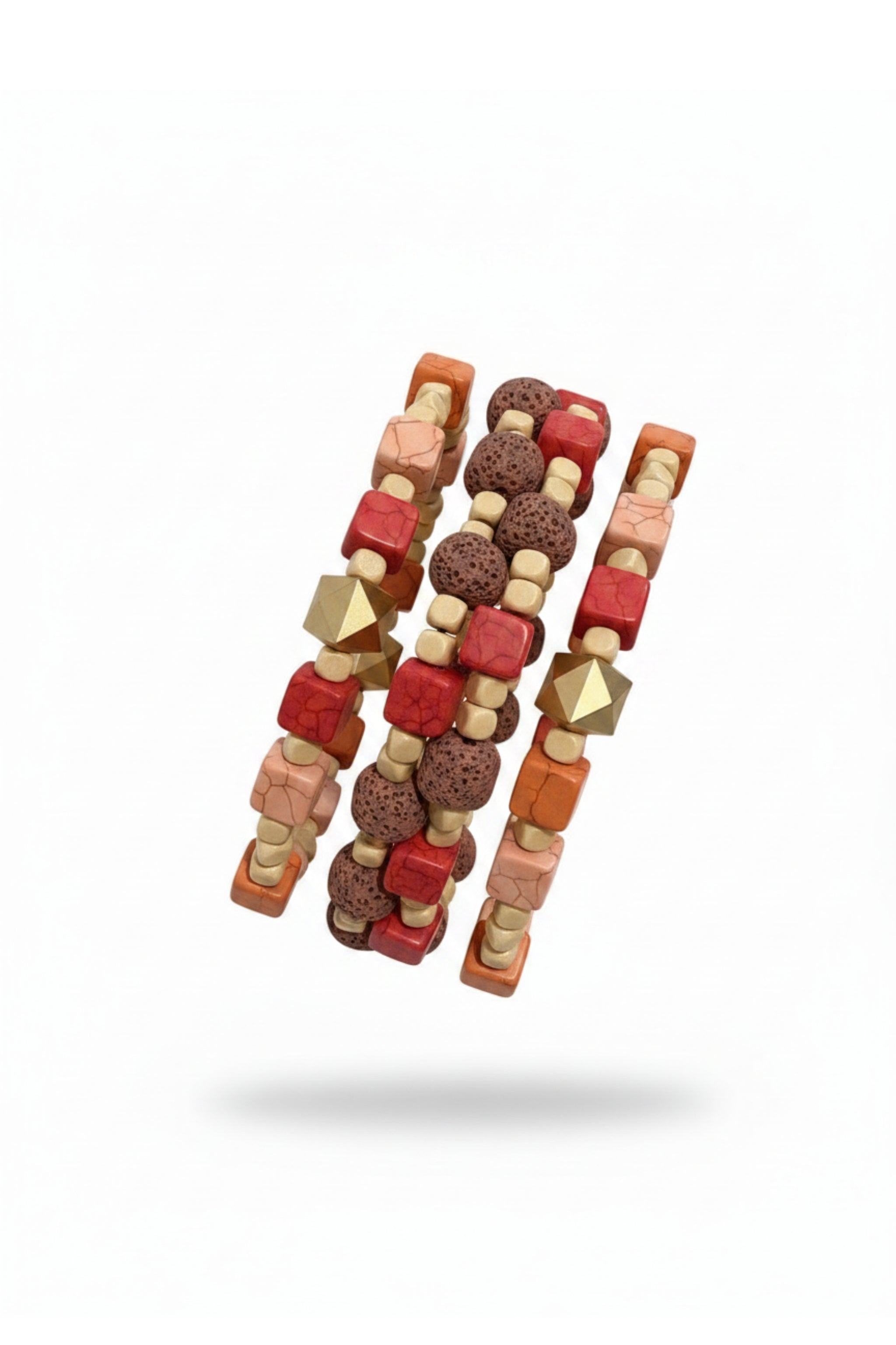 4-Fach Armband, beige-orange
