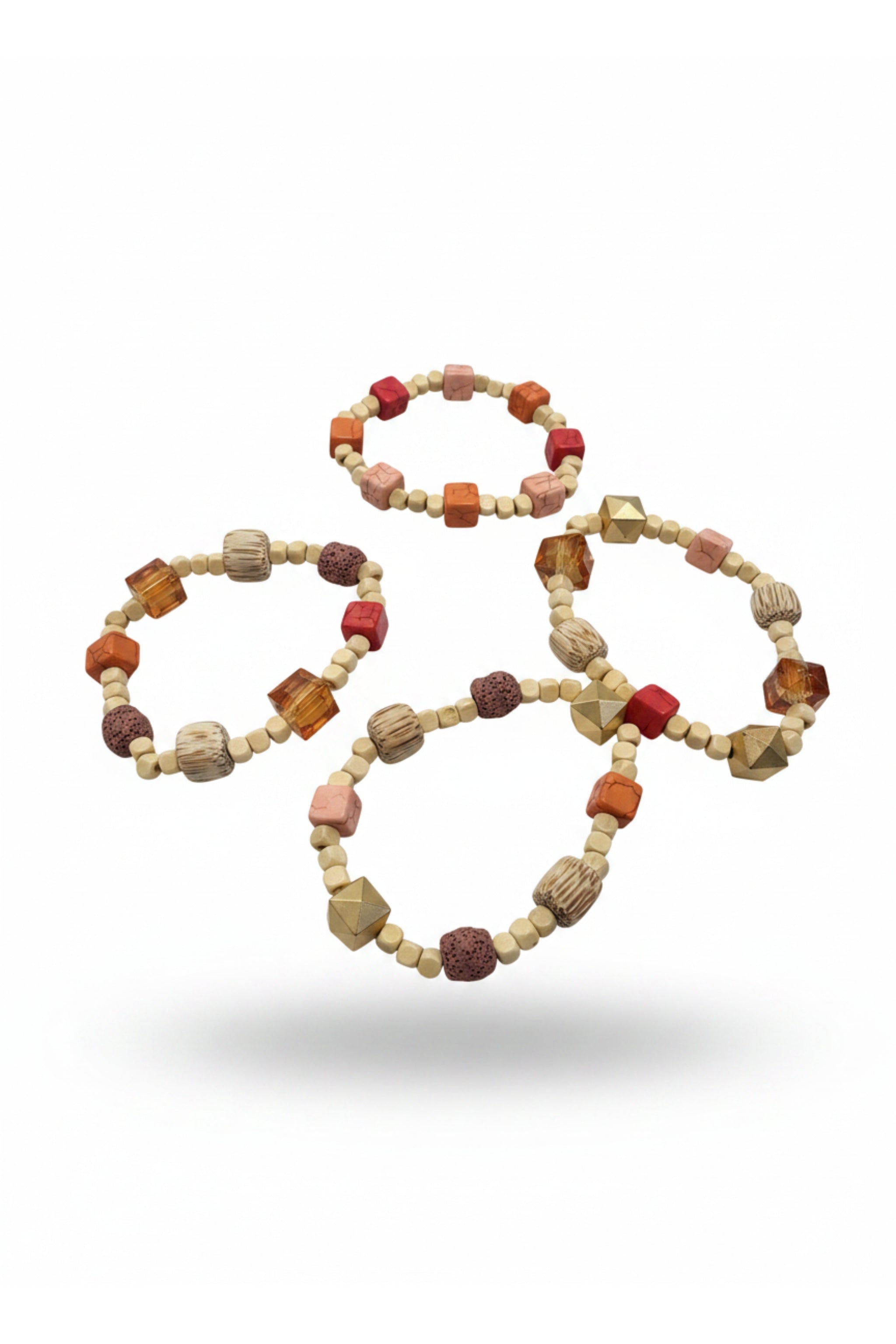 4-Fach Armband, beige-orange